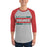 Man wearing The Woodlands High School Highlanders Unisex 3/4 sleeve Raglan T-shirt 098