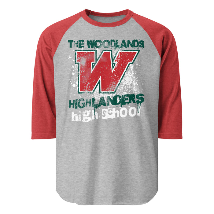 The Woodlands High School Highlanders Unisex 3/4 sleeve Raglan T-shirt 205