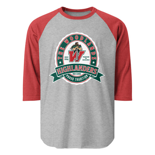 The Woodlands High School Highlanders Unisex 3/4 sleeve Raglan T-shirt 212