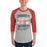 Man wearing The Woodlands High School Highlanders Unisex 3/4 sleeve Raglan T-shirt 232