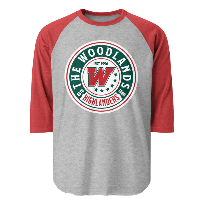 The Woodlands High School Highlanders Unisex 3/4 sleeve Raglan T-shirt 220