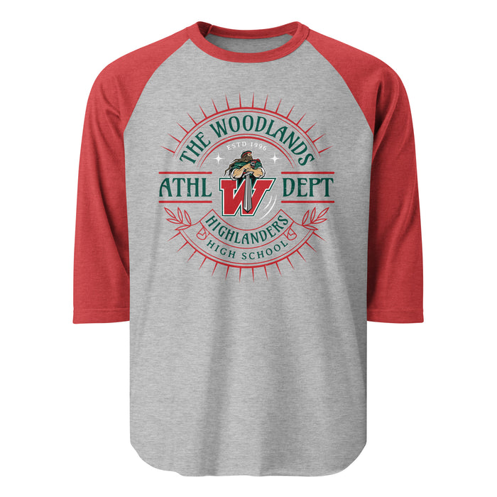 The Woodlands High School Highlanders Unisex 3/4 sleeve Raglan T-shirt 201