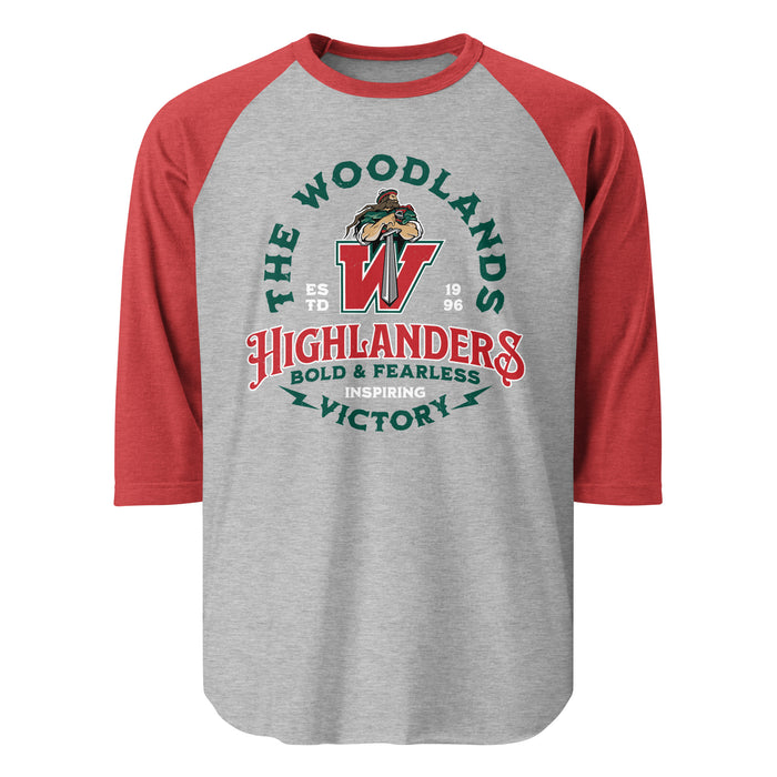The Woodlands High School Highlanders Unisex 3/4 sleeve Raglan T-shirt 206