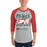 Man wearing The Woodlands High School Highlanders Unisex 3/4 sleeve Raglan T-shirt 240
