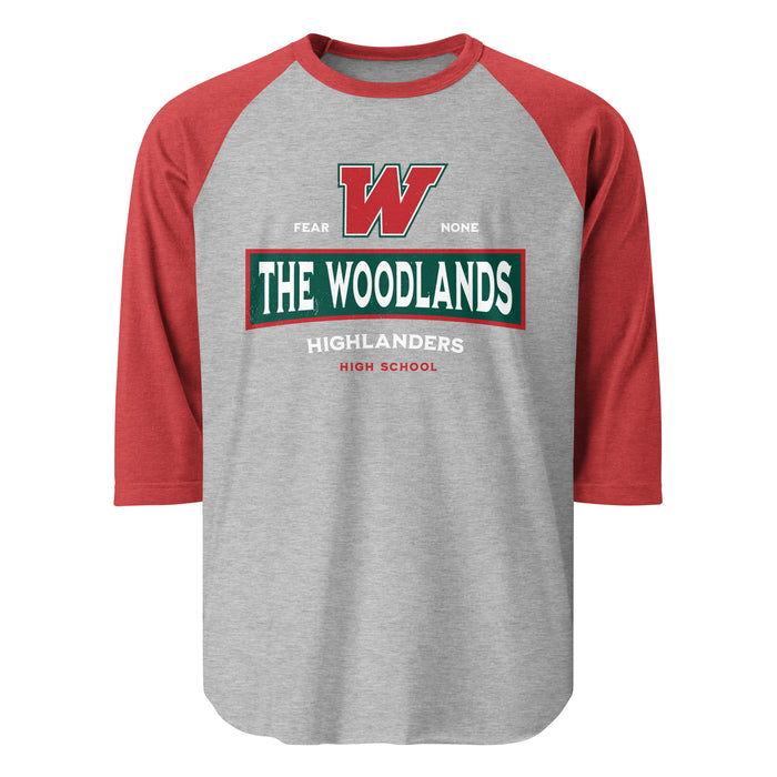 The Woodlands High School Highlanders Unisex 3/4 sleeve Raglan T-shirt 202
