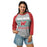 Woman wearing The Woodlands High School Highlanders Unisex 3/4 sleeve Raglan T-shirt 233