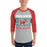 Man wearing The Woodlands High School Highlanders Unisex 3/4 sleeve Raglan T-shirt 233