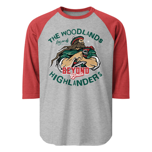 The Woodlands High School Highlanders Unisex 3/4 sleeve Raglan T-shirt 228