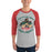Man wearing The Woodlands High School Highlanders Unisex 3/4 sleeve Raglan T-shirt 228