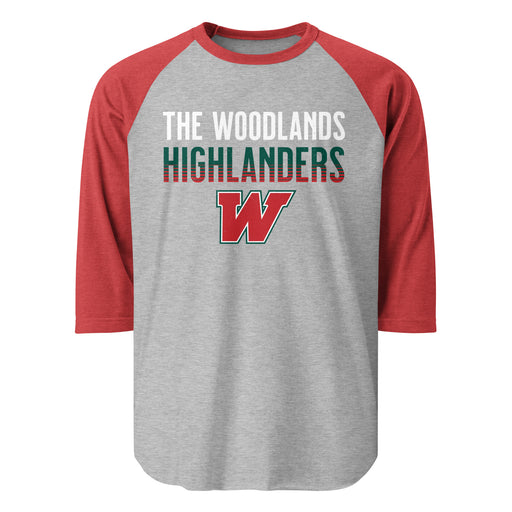 The Woodlands High School Highlanders Unisex 3/4 sleeve Raglan T-shirt 024