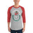 Man wearing The Woodlands High School Highlanders Unisex 3/4 sleeve Raglan T-shirt 229