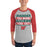 Man wearing The Woodlands High School Highlanders Unisex 3/4 sleeve Raglan T-shirt 238