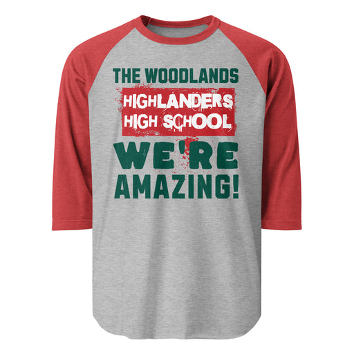 The Woodlands High School Highlanders Unisex 3/4 sleeve Raglan T-shirt 231