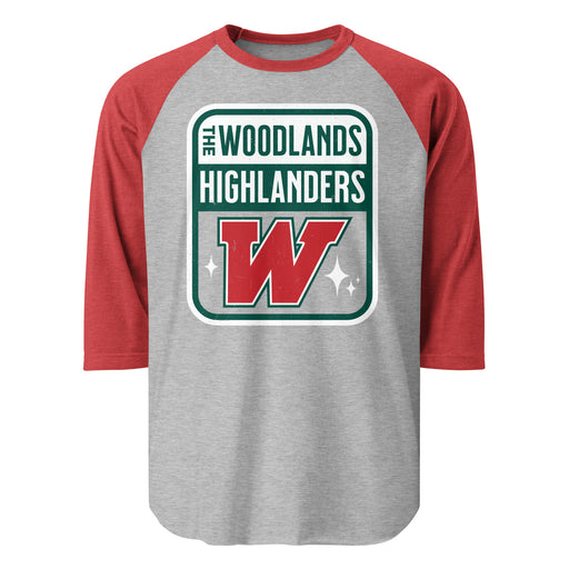 The Woodlands High School Highlanders Unisex 3/4 sleeve Raglan T-shirt 001
