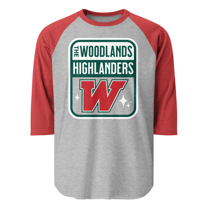 The Woodlands High School Highlanders Unisex 3/4 sleeve Raglan T-shirt 001