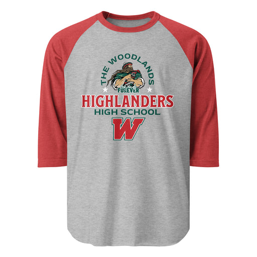 The Woodlands High School Highlanders Unisex 3/4 sleeve Raglan T-shirt 222