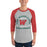 Man wearing The Woodlands High School Highlanders Unisex 3/4 sleeve Raglan T-shirt 208
