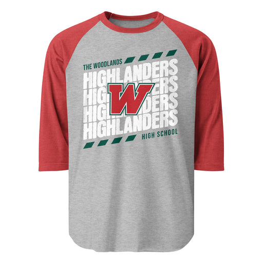 The Woodlands High School Highlanders Unisex 3/4 sleeve Raglan T-shirt 223