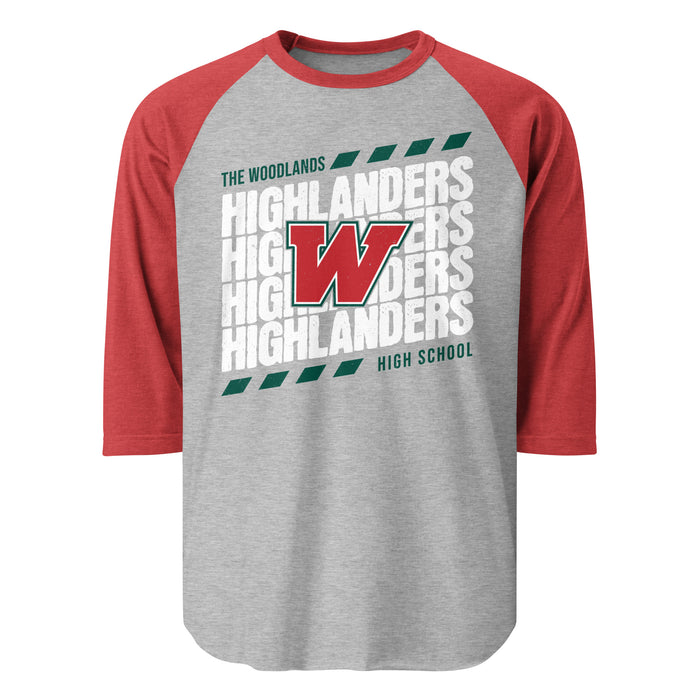 The Woodlands High School Highlanders Unisex 3/4 sleeve Raglan T-shirt 223