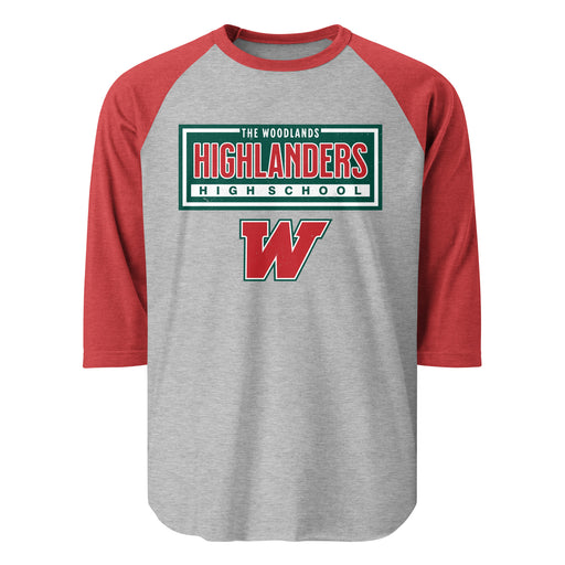 The Woodlands High School Highlanders Unisex 3/4 sleeve Raglan T-shirt 049