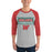Man wearing The Woodlands High School Highlanders Unisex 3/4 sleeve Raglan T-shirt 049