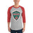 Man wearing The Woodlands High School Highlanders Unisex 3/4 sleeve Raglan T-shirt 225