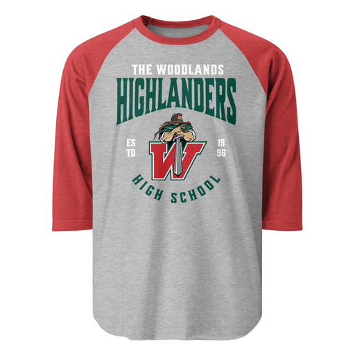 The Woodlands High School Highlanders Unisex 3/4 sleeve Raglan T-shirt 213