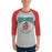 Man wearing The Woodlands High School Highlanders Unisex 3/4 sleeve Raglan T-shirt 213