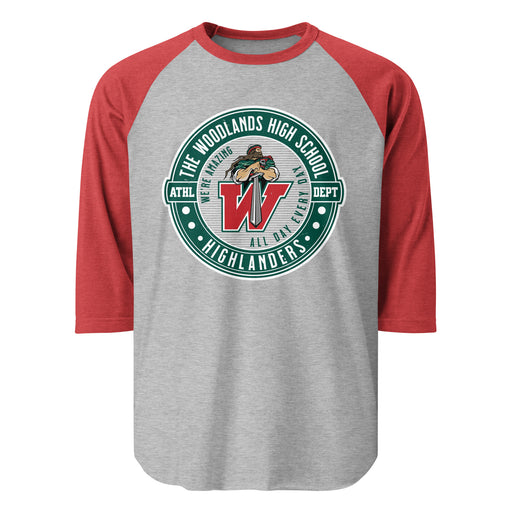 The Woodlands High School Highlanders Unisex 3/4 sleeve Raglan T-shirt 224