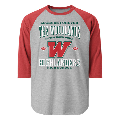 The Woodlands High School Highlanders Unisex 3/4 sleeve Raglan T-shirt 230