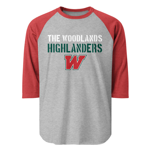 The Woodlands High School Highlanders Unisex 3/4 sleeve Raglan T-shirt 017