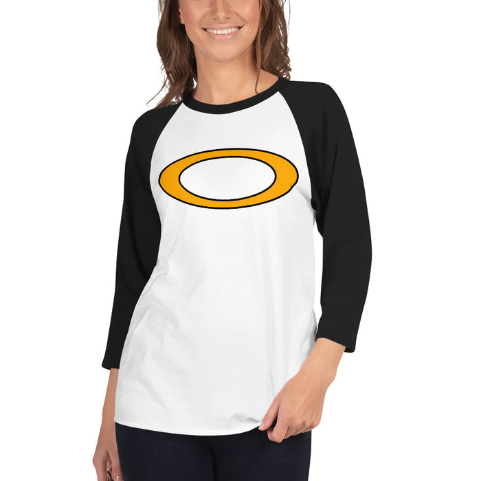 Woman wearing a Klein Oak High School Panthers Unisex 3/4 Sleeve Raglan T-shirt 08