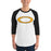 Man wearing a Klein Oak High School Panthers Unisex 3/4 Sleeve Raglan T-shirt 08