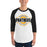 Man wearing a Klein Oak High School Panthers Unisex 3/4 Sleeve Raglan T-shirt 11