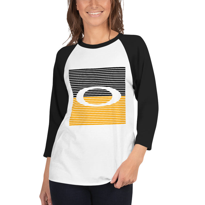 Woman wearing a Klein Oak High School Panthers Unisex 3/4 Sleeve Raglan T-shirt 27