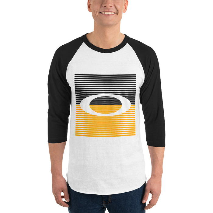 Man wearing a Klein Oak High School Panthers Unisex 3/4 Sleeve Raglan T-shirt 27