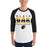 Man wearing a Klein Oak High School Panthers Unisex 3/4 Sleeve Raglan T-shirt 29