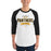 Man wearing a Klein Oak High School Panthers Unisex 3/4 Sleeve Raglan T-shirt 44