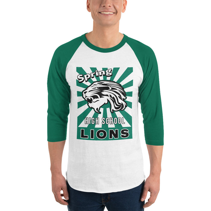 Man wearing Spring High School Lions Unisex 3/4 Sleeve Raglan T-shirt 226