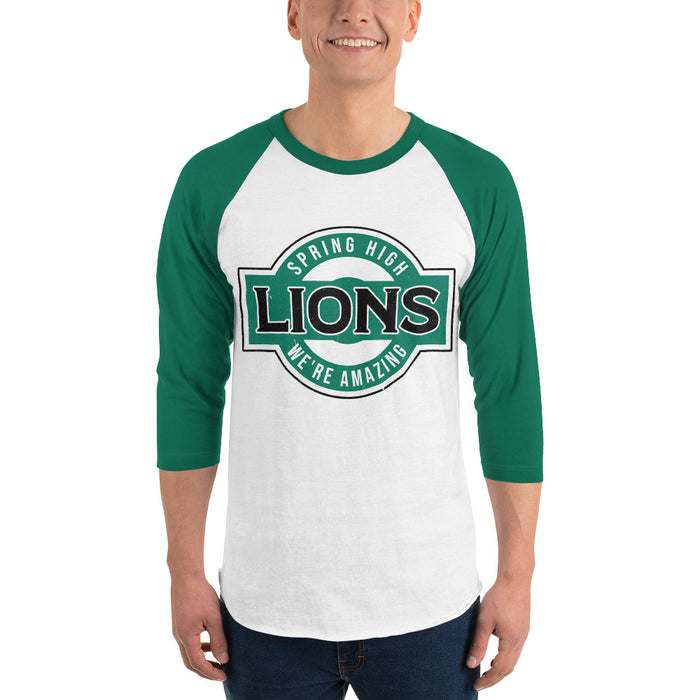 Man wearing Spring High School Lions Unisex 3/4 Sleeve Raglan T-shirt 011