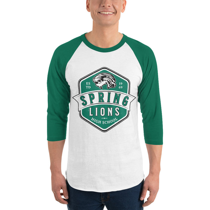 Man wearing Spring High School Lions Unisex 3/4 Sleeve Raglan T-shirt 209