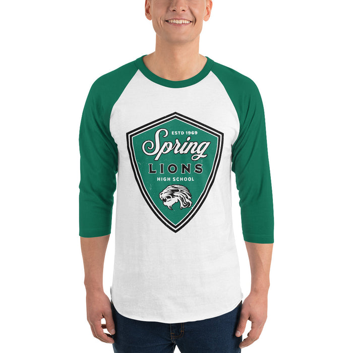 Man wearing Spring High School Lions Unisex 3/4 Sleeve Raglan T-shirt 225