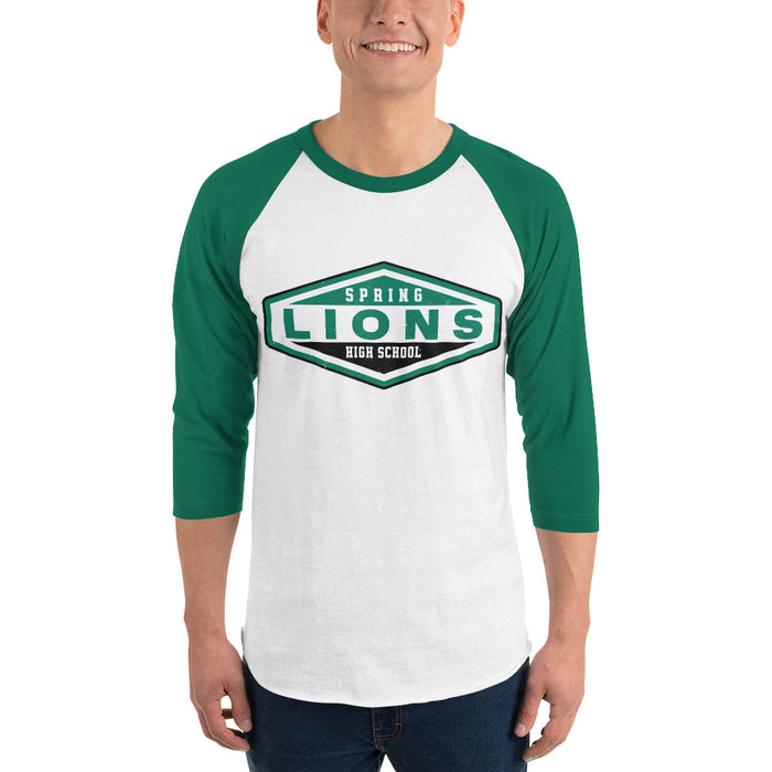 Man wearing Spring High School Lions Unisex 3/4 Sleeve Raglan T-shirt 009