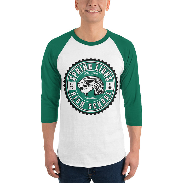 Man wearing Spring High School Lions Unisex 3/4 Sleeve Raglan T-shirt 203