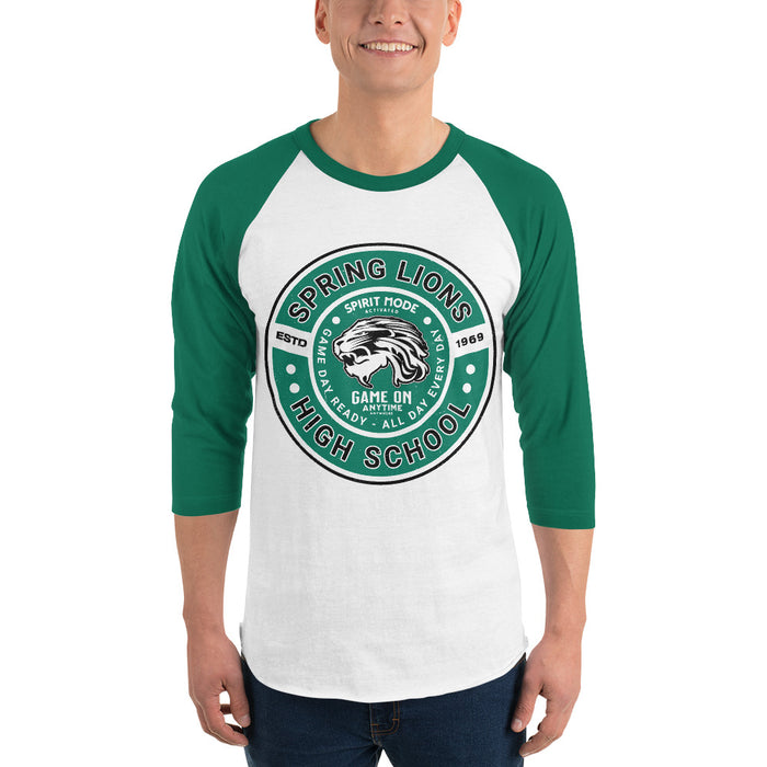 Man wearing Spring High School Lions Unisex 3/4 Sleeve Raglan T-shirt 239