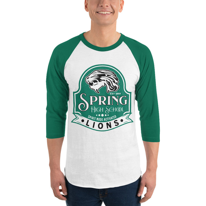 Man wearing Spring High School Lions Unisex 3/4 Sleeve Raglan T-shirt 219