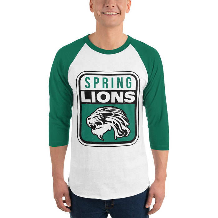 Man wearing Spring High School Lions Unisex 3/4 Sleeve Raglan T-shirt 001