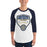 Man wearing a Klein Collins High School Tigers Unisex 3/4 Sleeve Raglan T-shirt 14