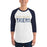 Man wearing a Klein Collins High School Tigers Unisex 3/4 Sleeve Raglan T-shirt 17