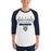 Man wearing a Klein Collins High School Tigers Unisex 3/4 Sleeve Raglan T-shirt 23